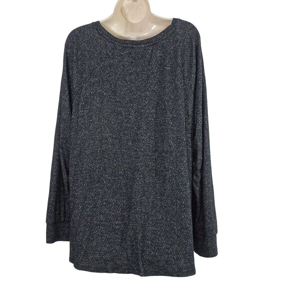 Bobeau Black Gray Long Sleeve Knit Top Shirt Women Size 2X Twist Front Hem - Picture 3 of 9